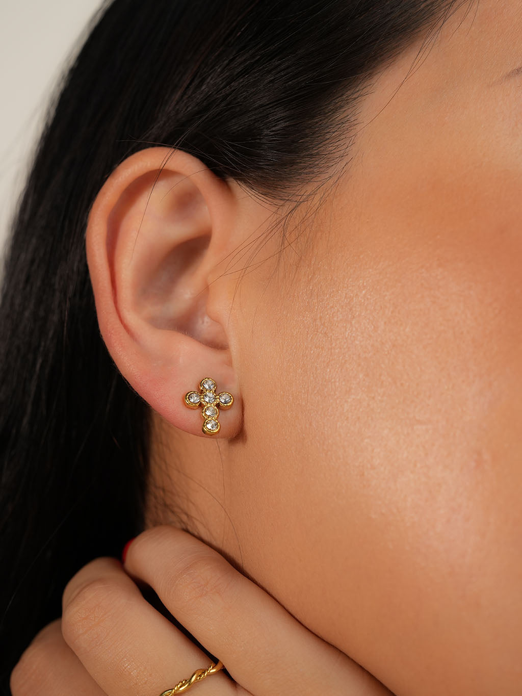 Gold Earring cross