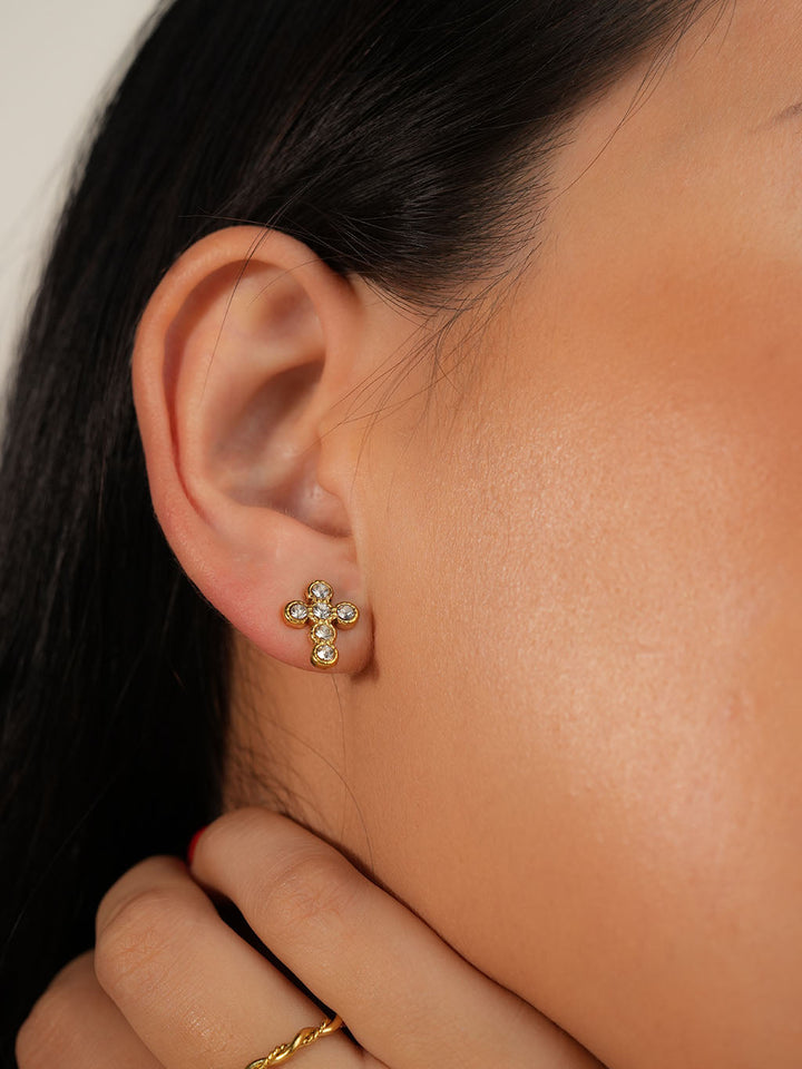 Gold Earring cross