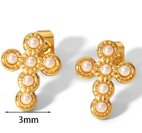 Gold Earring cross