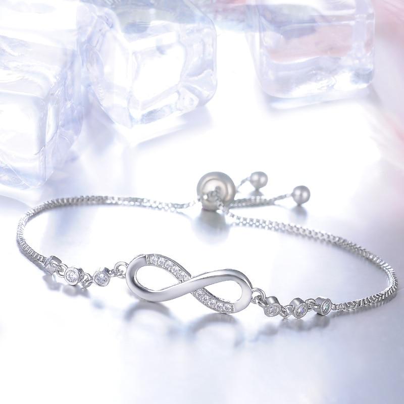 Silver Adjustable Bracelet with Infinity Symbol