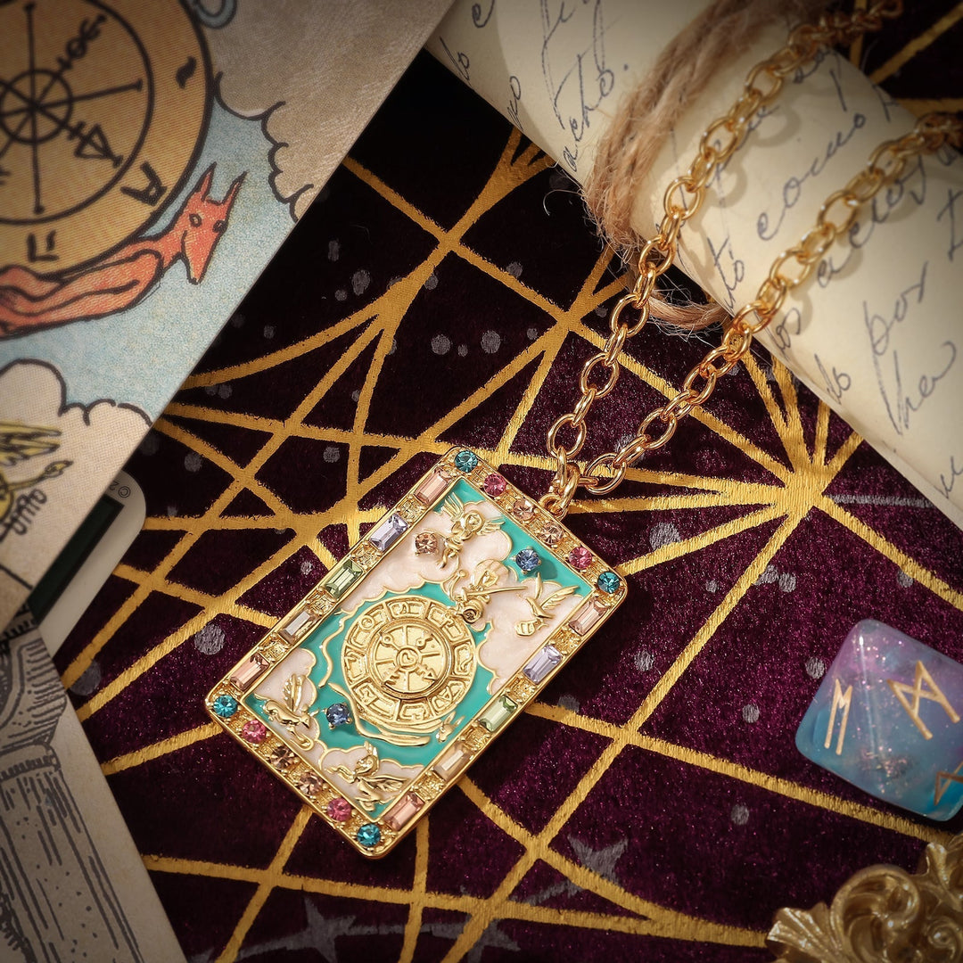 Wheel of Fortune Tarot Card Necklace