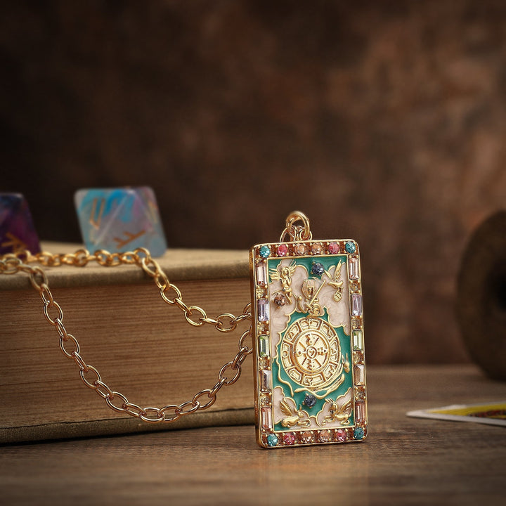 Wheel of Fortune Tarot Card Necklace