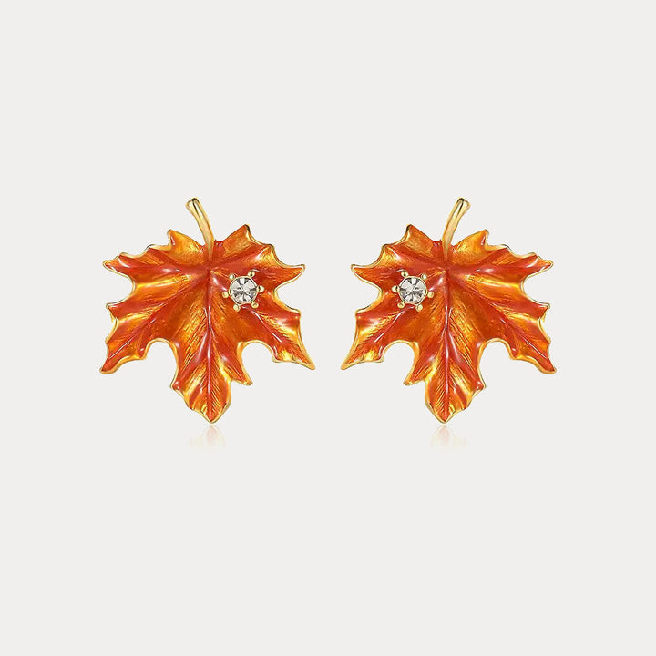 Orange Maple Leaf Earrings