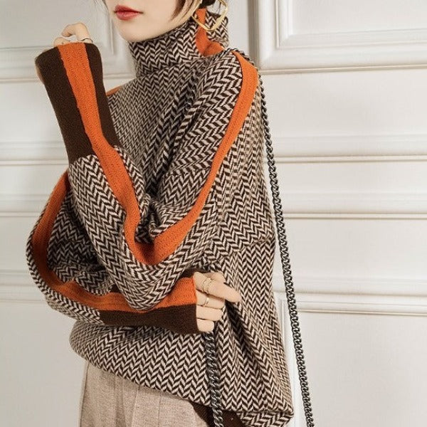 Marieke | Turtleneck with Bold Contrasting Stripes