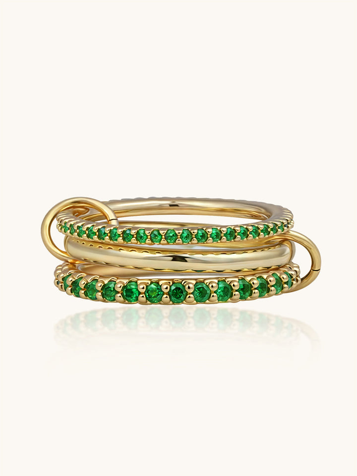 Emerald Triple Pave Infinity Ring Gold