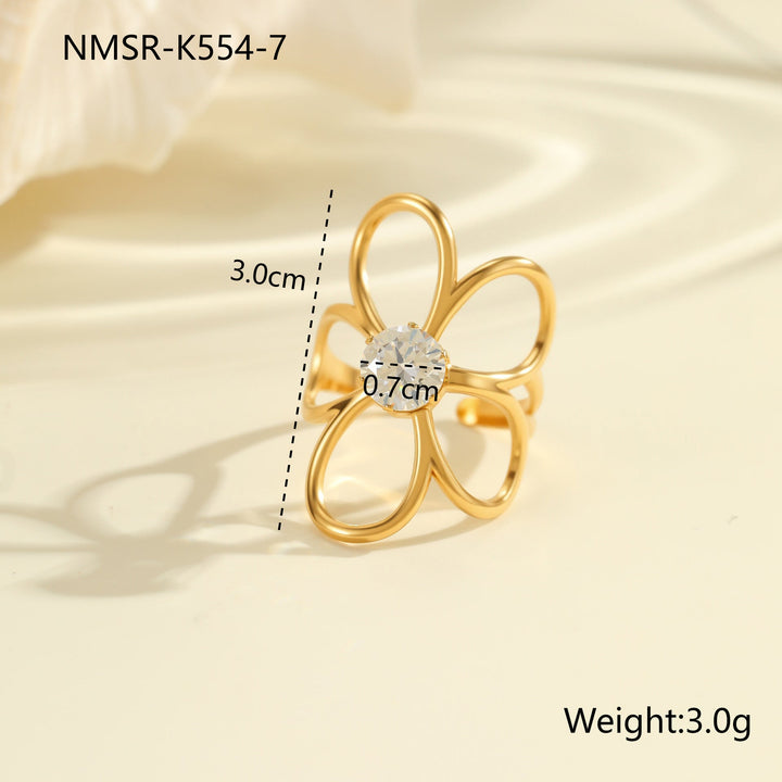 Shining Line Flower Ring Gold
