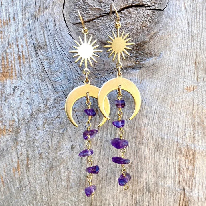 Bohemian  Sun Moon Earrings