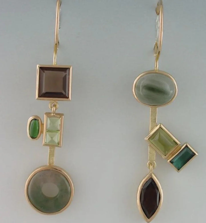 Vintage Stone-Inlaid Earrings