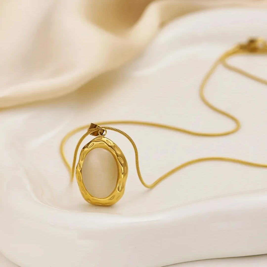 Oval Opal Cat’s Eye Gold-Plated Necklace