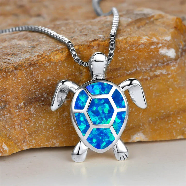 Vintage Gold Green Fire Opal Turtle Pendant