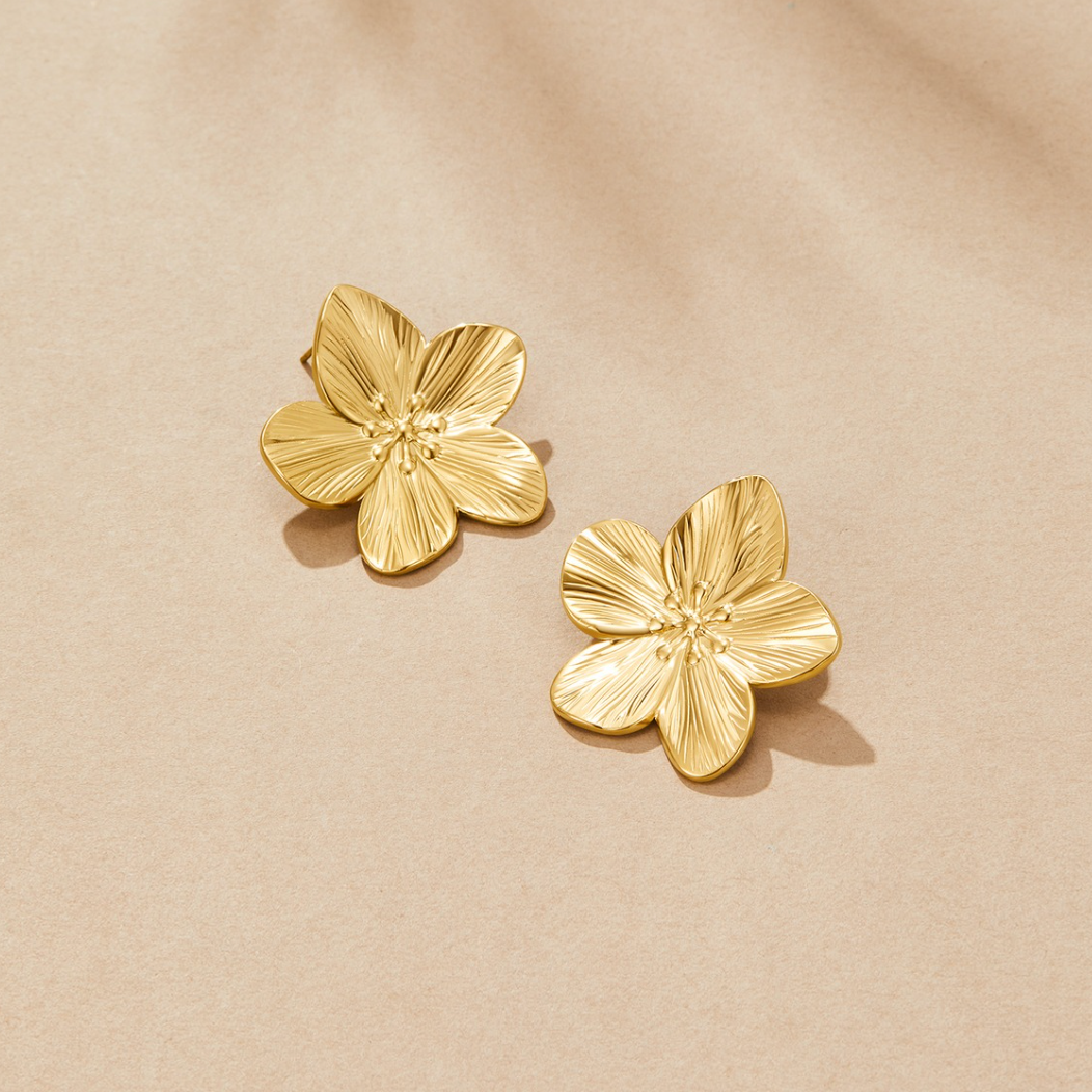 Gold flower earrings