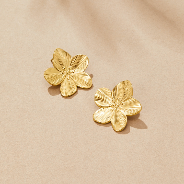 Gold flower earrings