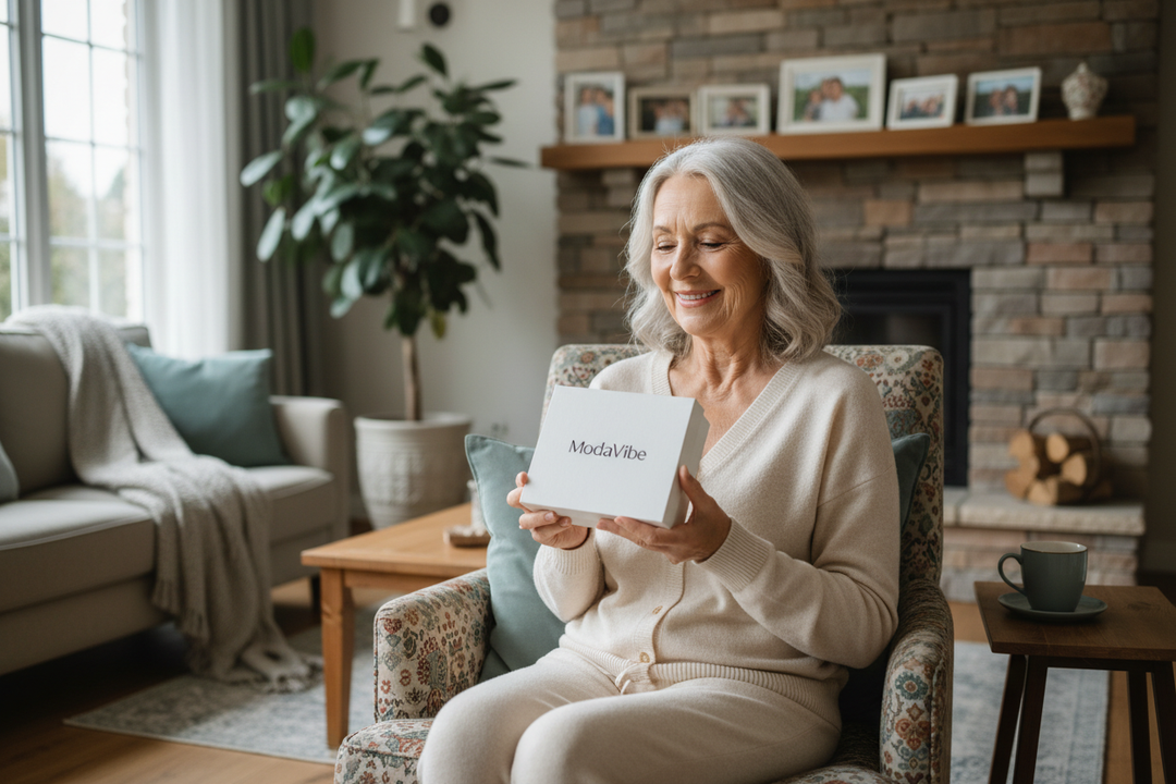A GRANMDA IN HER HOUSE HAVE IN HER ARMS A MINIMAL BOX FOR JEWELRY WITH NAME MODAVIBE