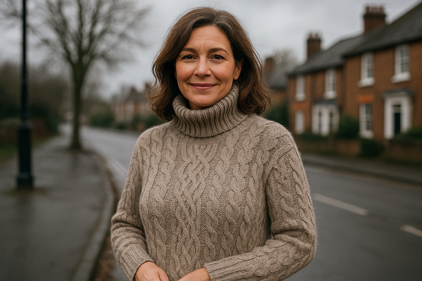  a woman 40-50 years to wear a sweater at uk winter