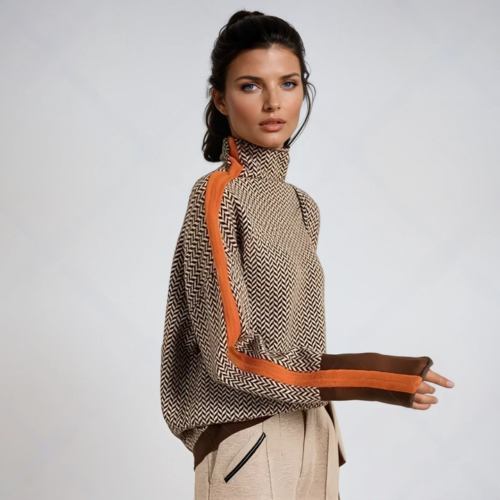 Marieke | Turtleneck with Bold Contrasting Stripes