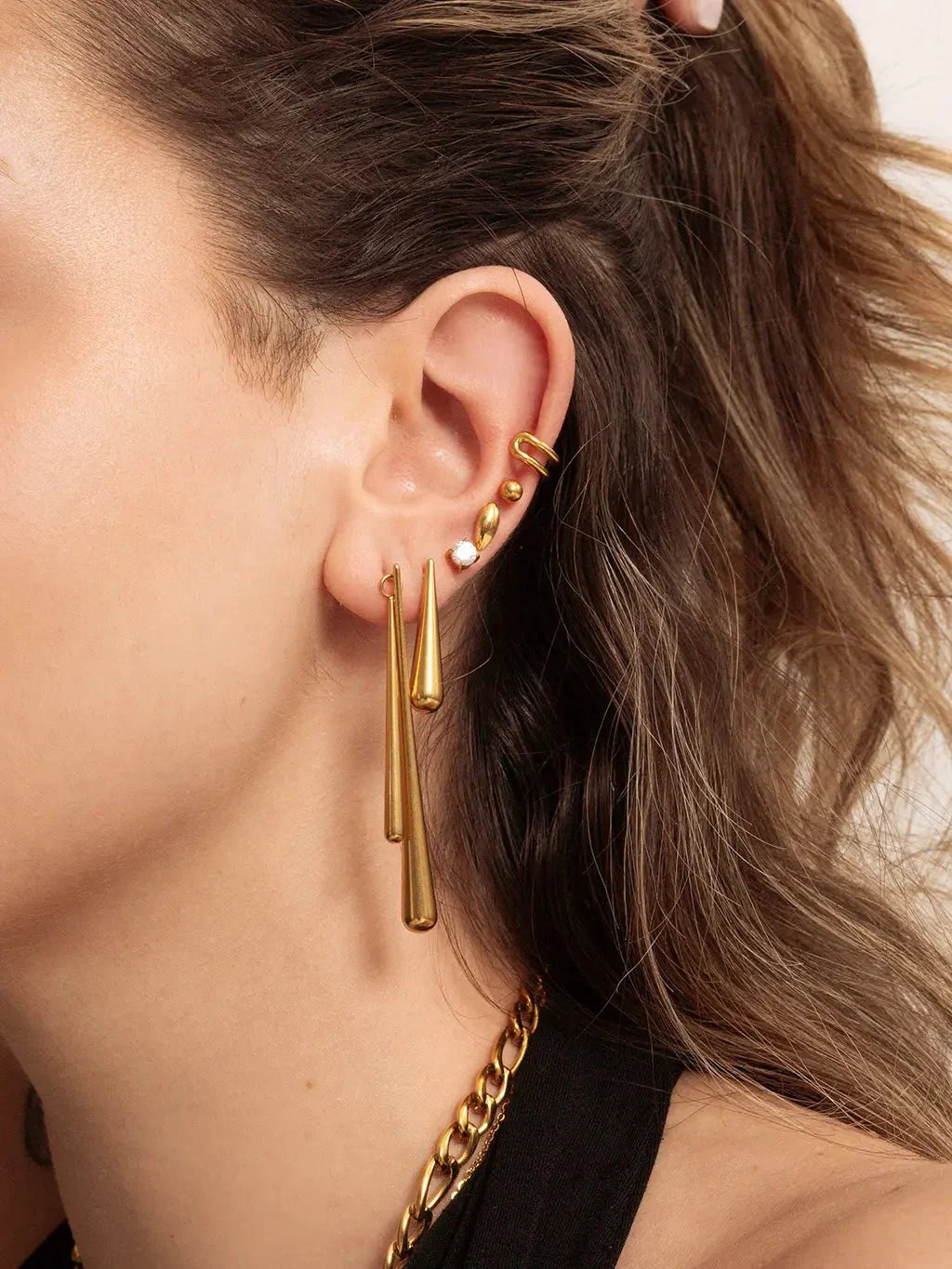 Asymmetrical Water Drop Ohrringe Gold