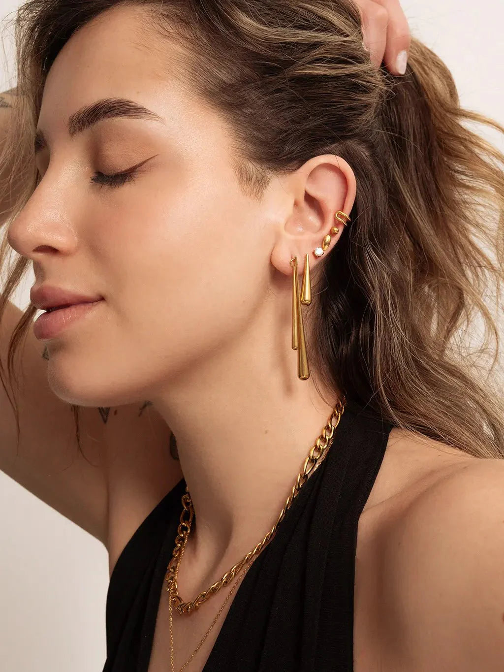 Asymmetrical Water Drop Ohrringe Gold