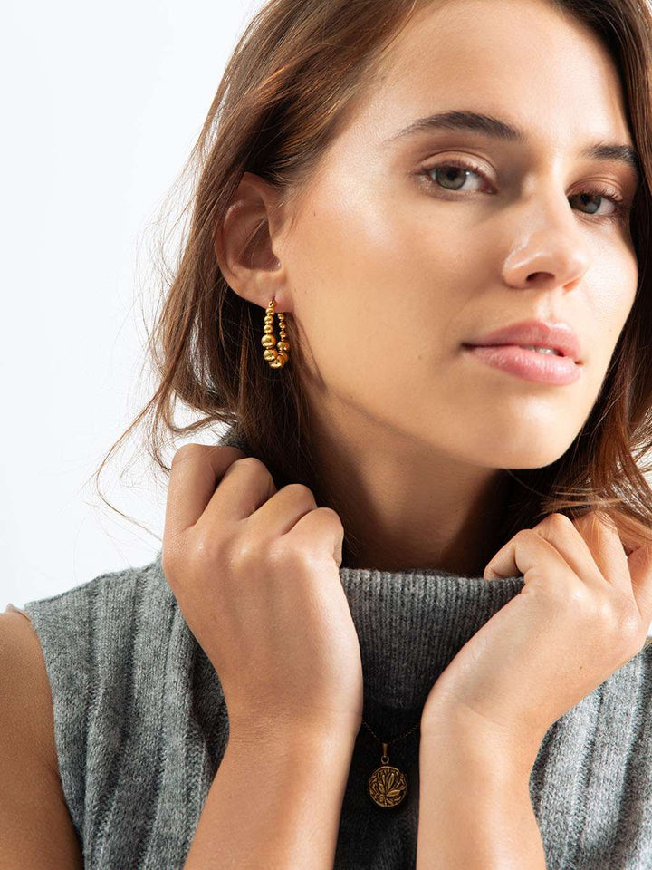 Ball Hoop Ohrringe Gold & Silber