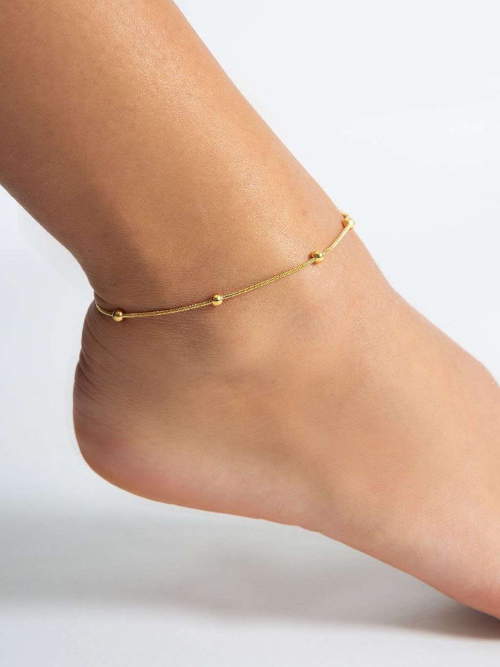 Basic Dotted Fußkette Gold