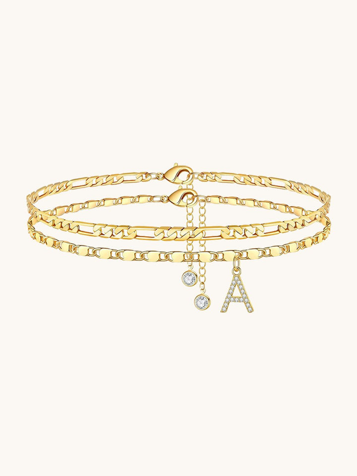 Buchstaben-Fußkettchen Gold