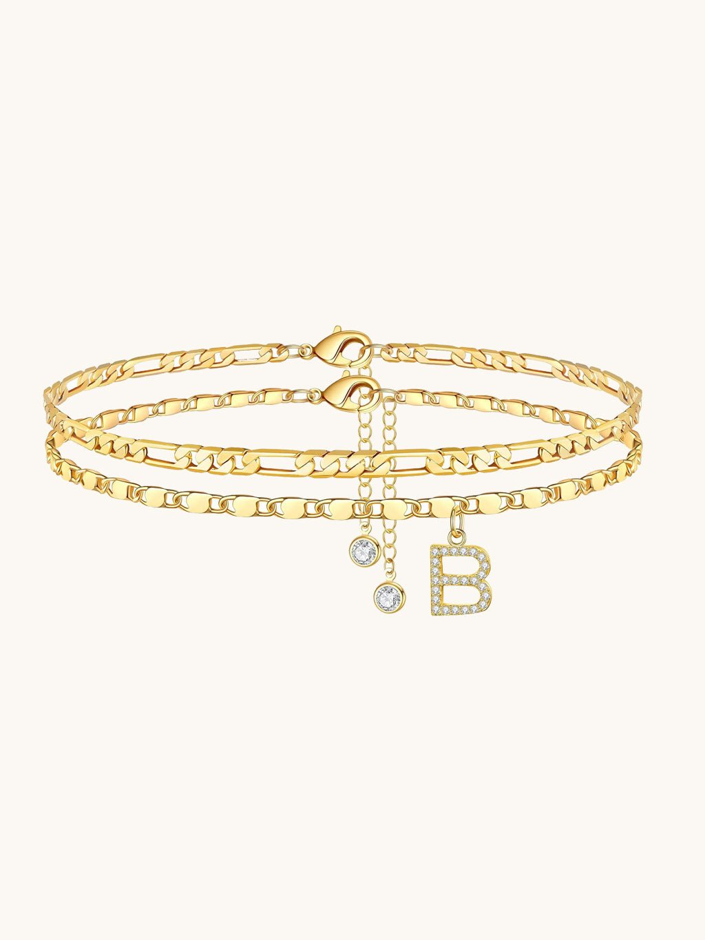 Buchstaben-Fußkettchen Gold