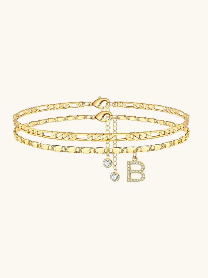 Buchstaben-Fußkettchen Gold