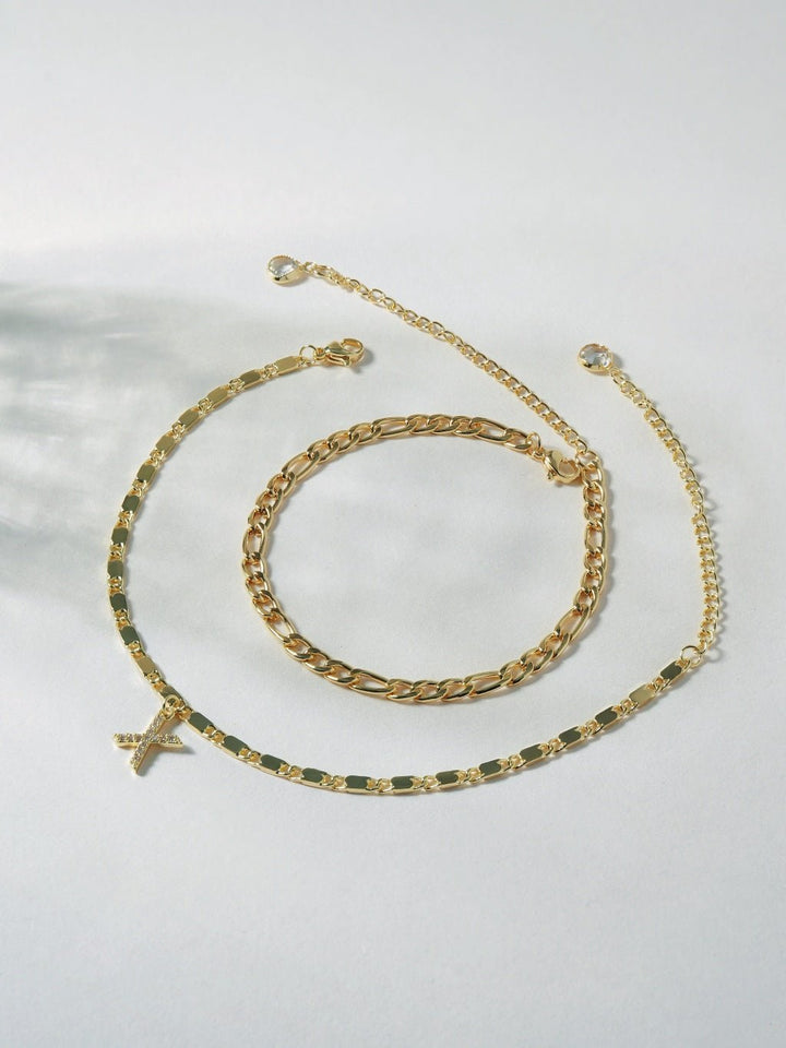 Buchstaben-Fußkettchen Gold