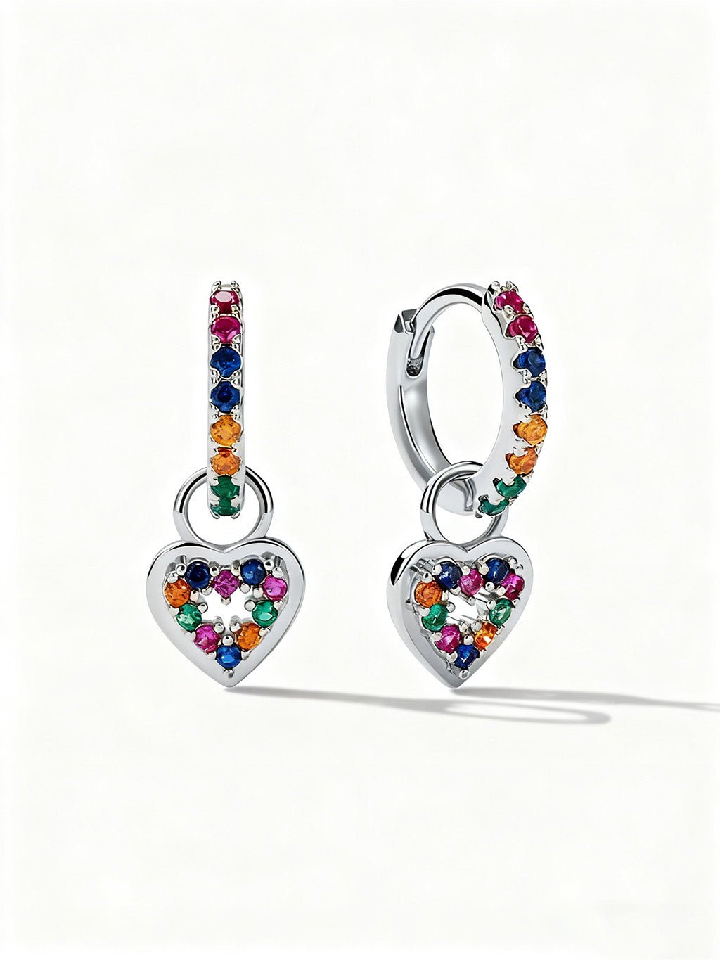 Colorful Heart Ohrringe Gold Silber