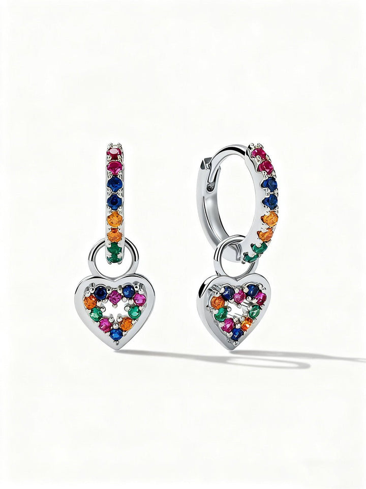 Colorful Heart Ohrringe Gold Silber