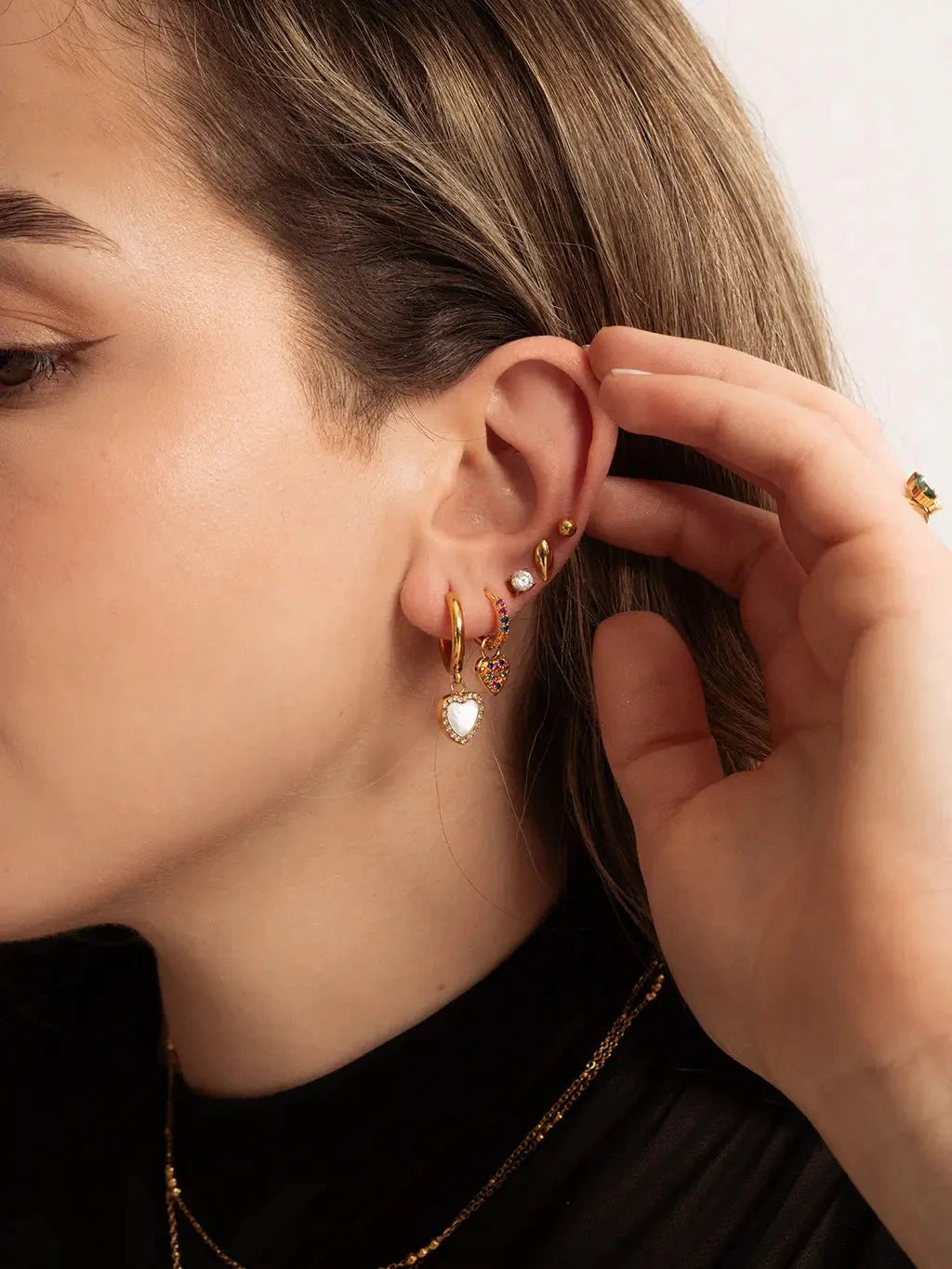 Colorful Heart Ohrringe Gold Silber