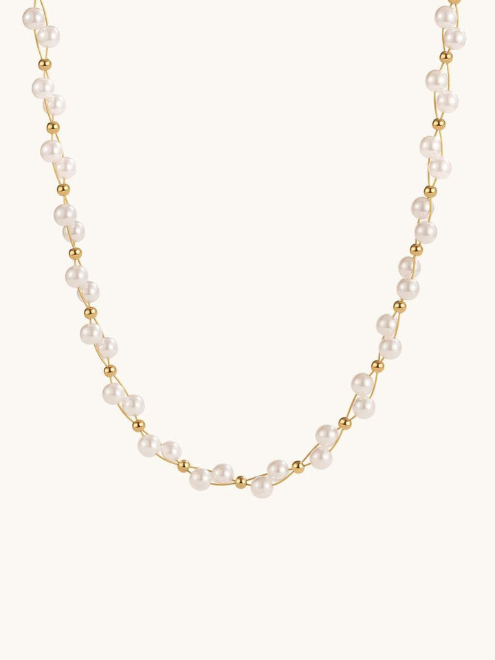 Cross Pearls Kette Gold