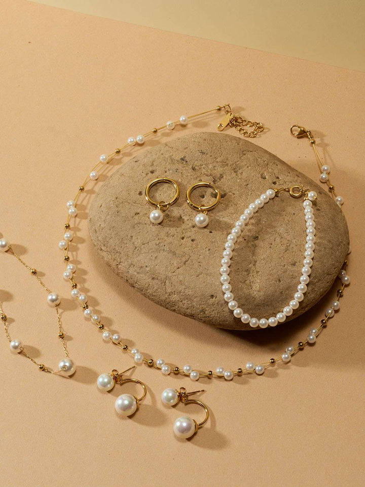 Cross Pearls Kette Gold