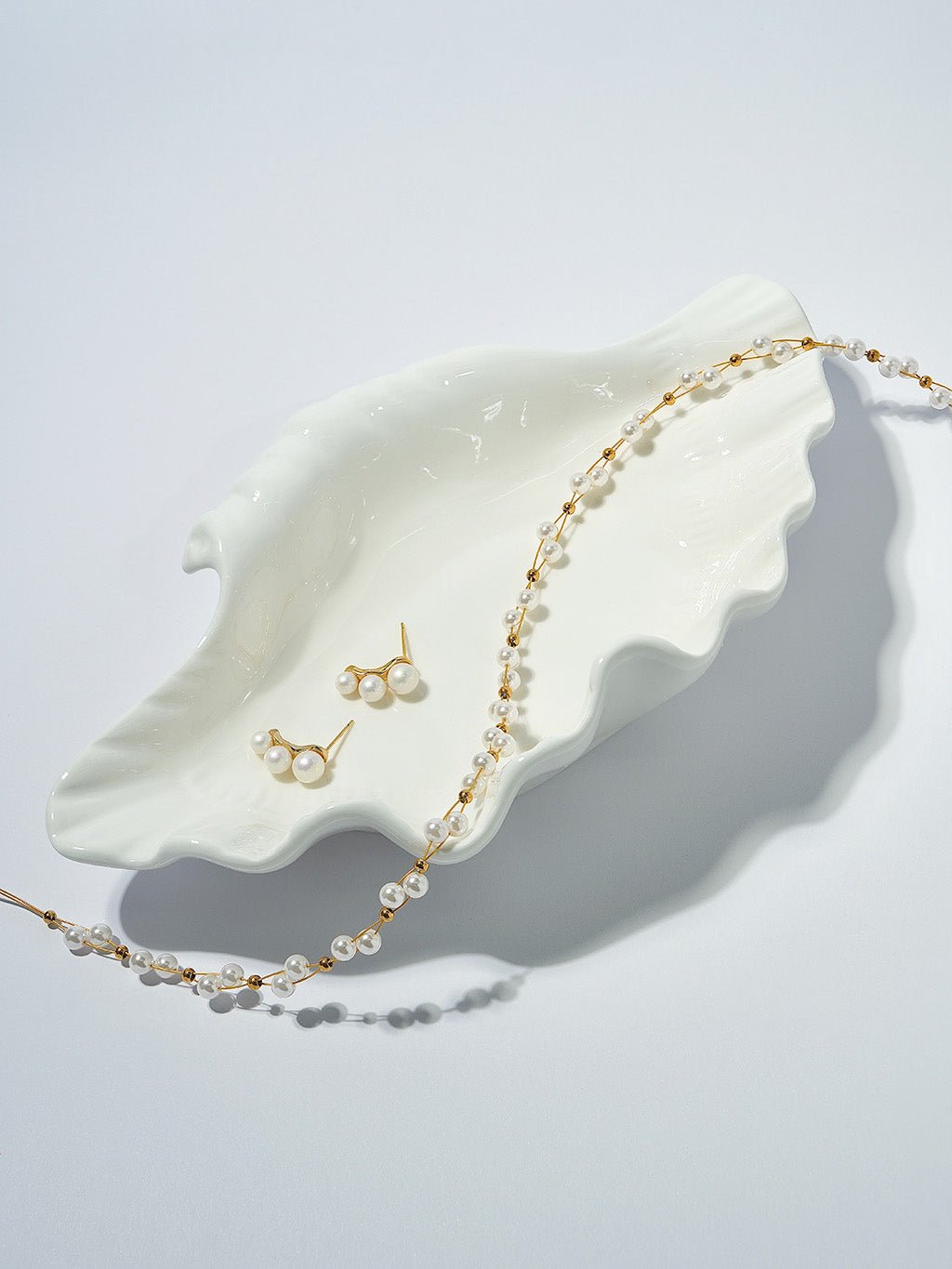 Cross Pearls Kette Gold