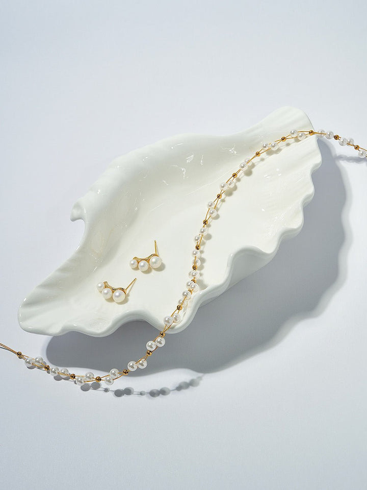 Cross Pearls Kette Gold