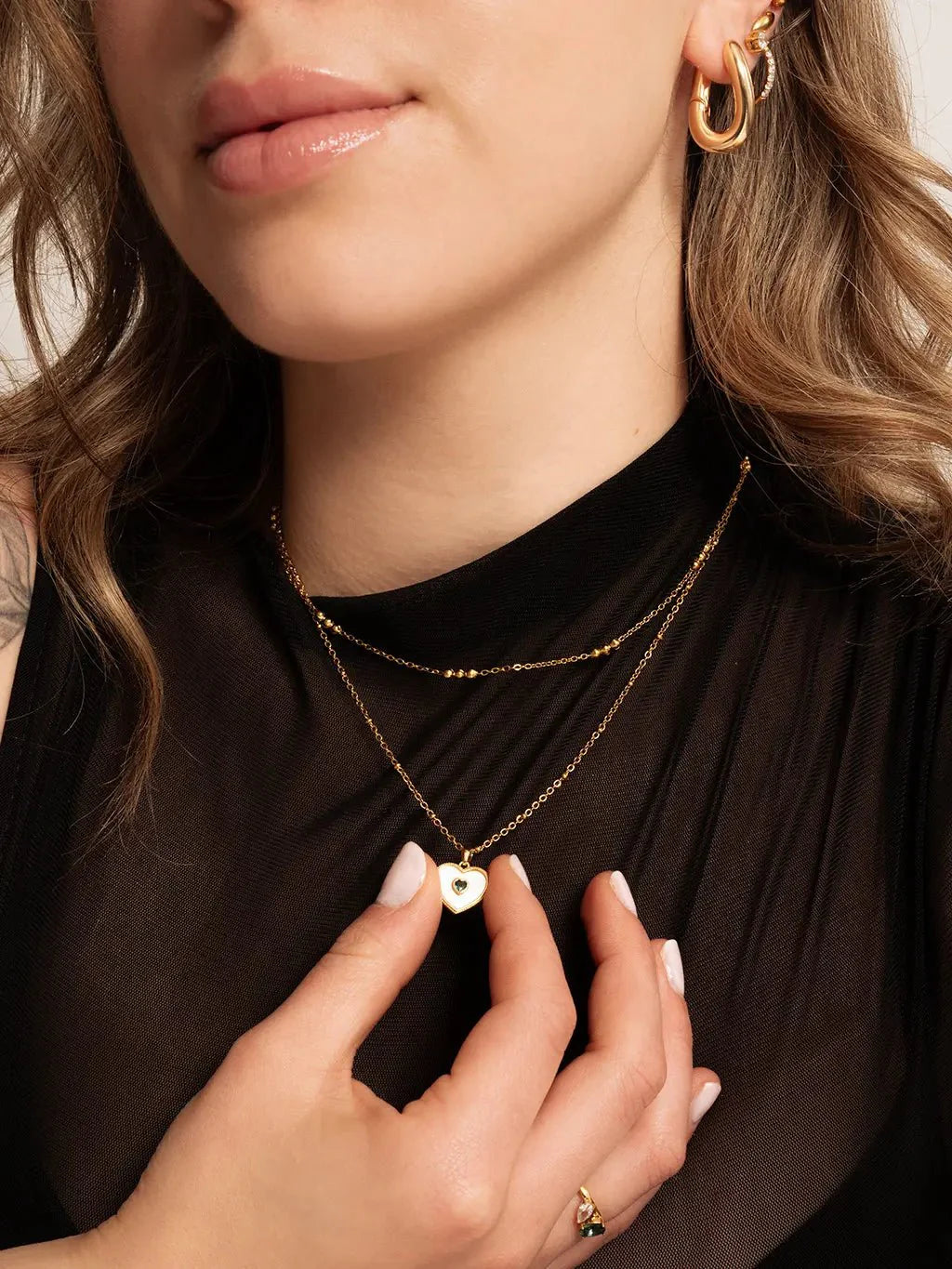 Emerald Heart Tag Kette Gold