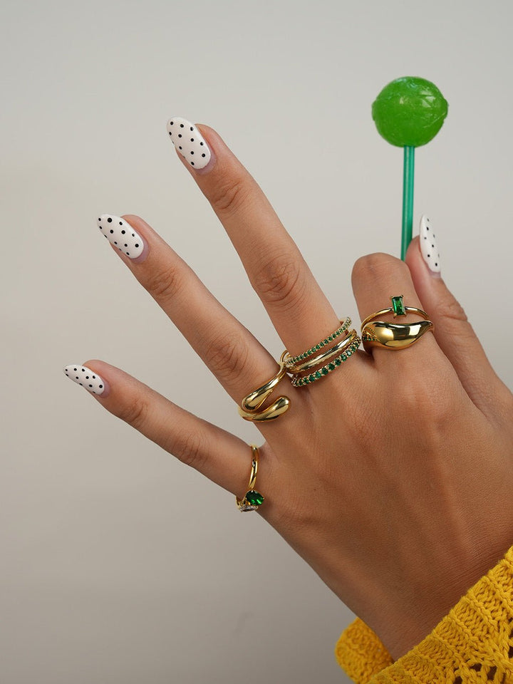 Emerald Triple Pave Infinity Ring Gold