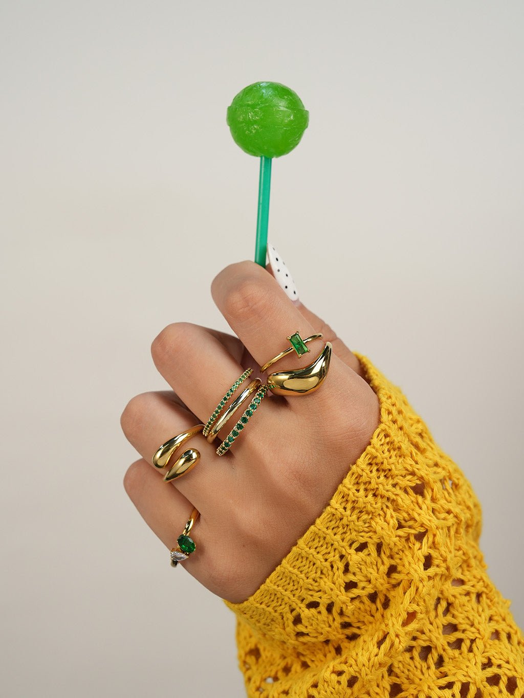 Emerald Triple Pave Infinity Ring Gold