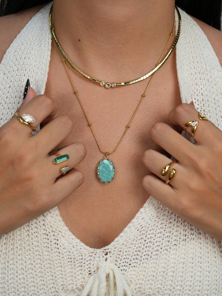 Flat Snake Choker Kette Gold Silber Necklace