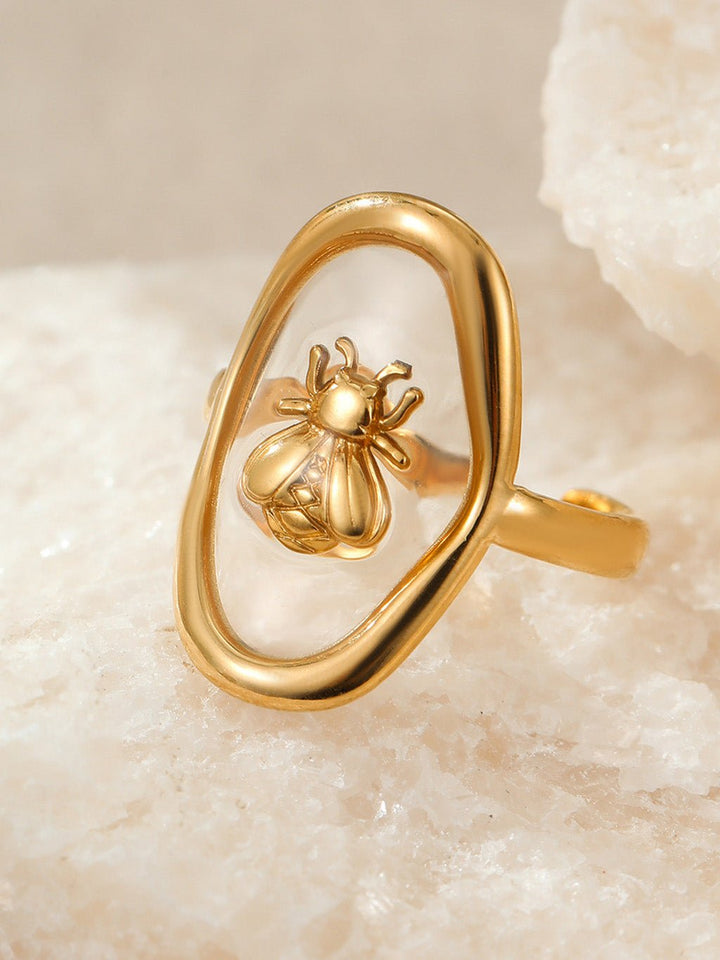 Floating Bee Ring Gold