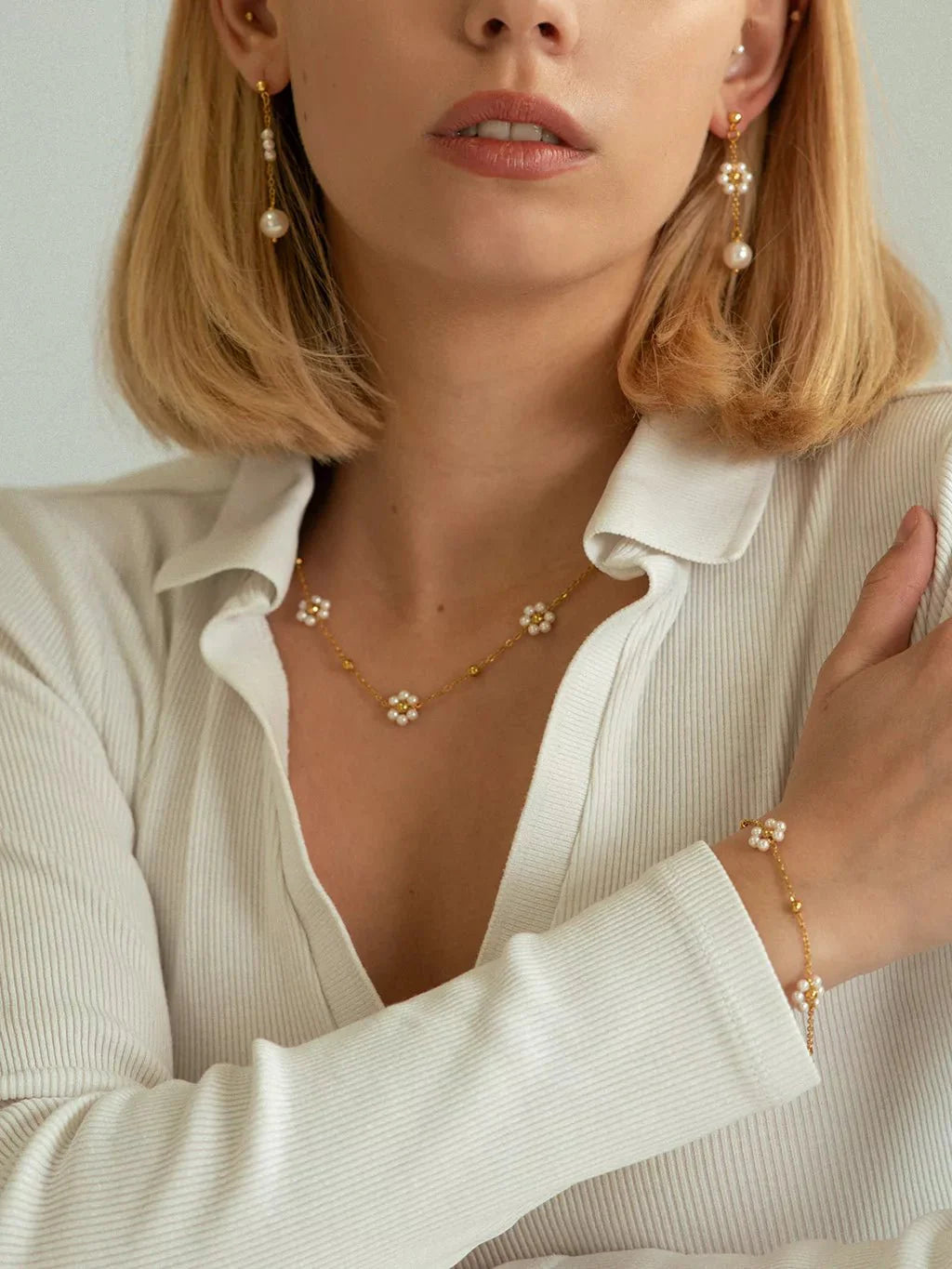 Flower Pearl Halskette Gold