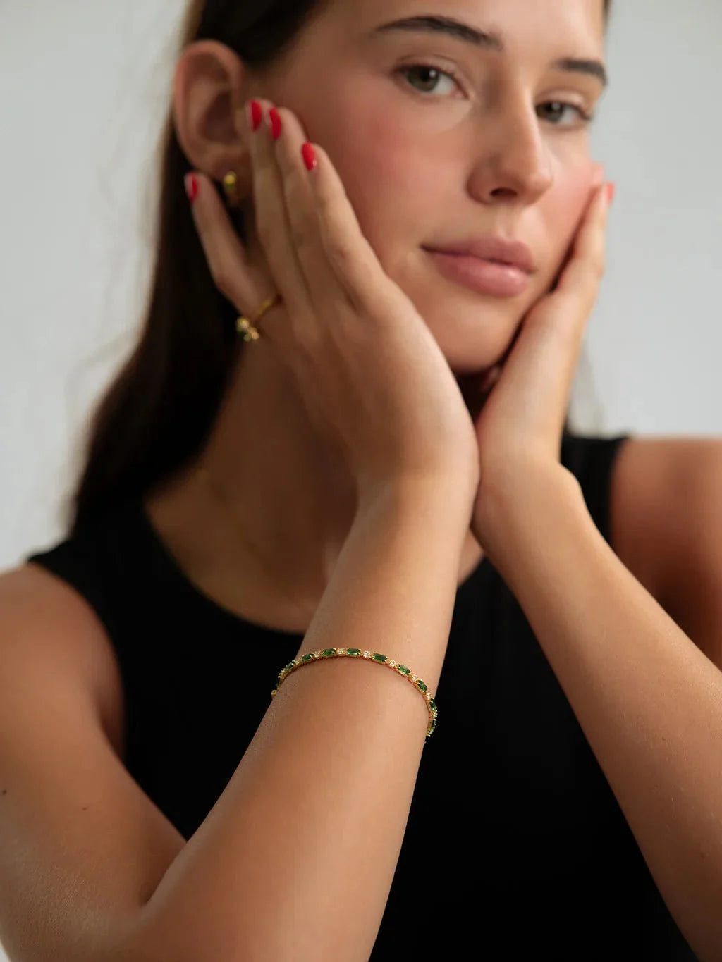 Green Tennis Armband Gold