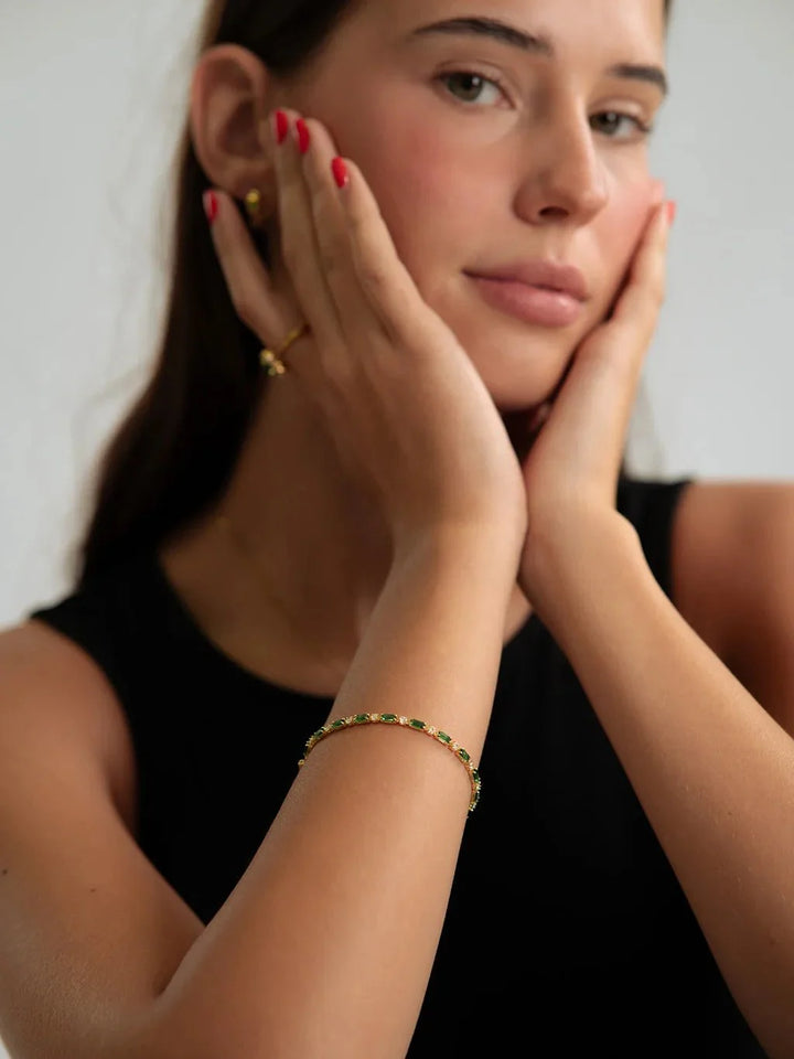 Green Tennis Armband Gold