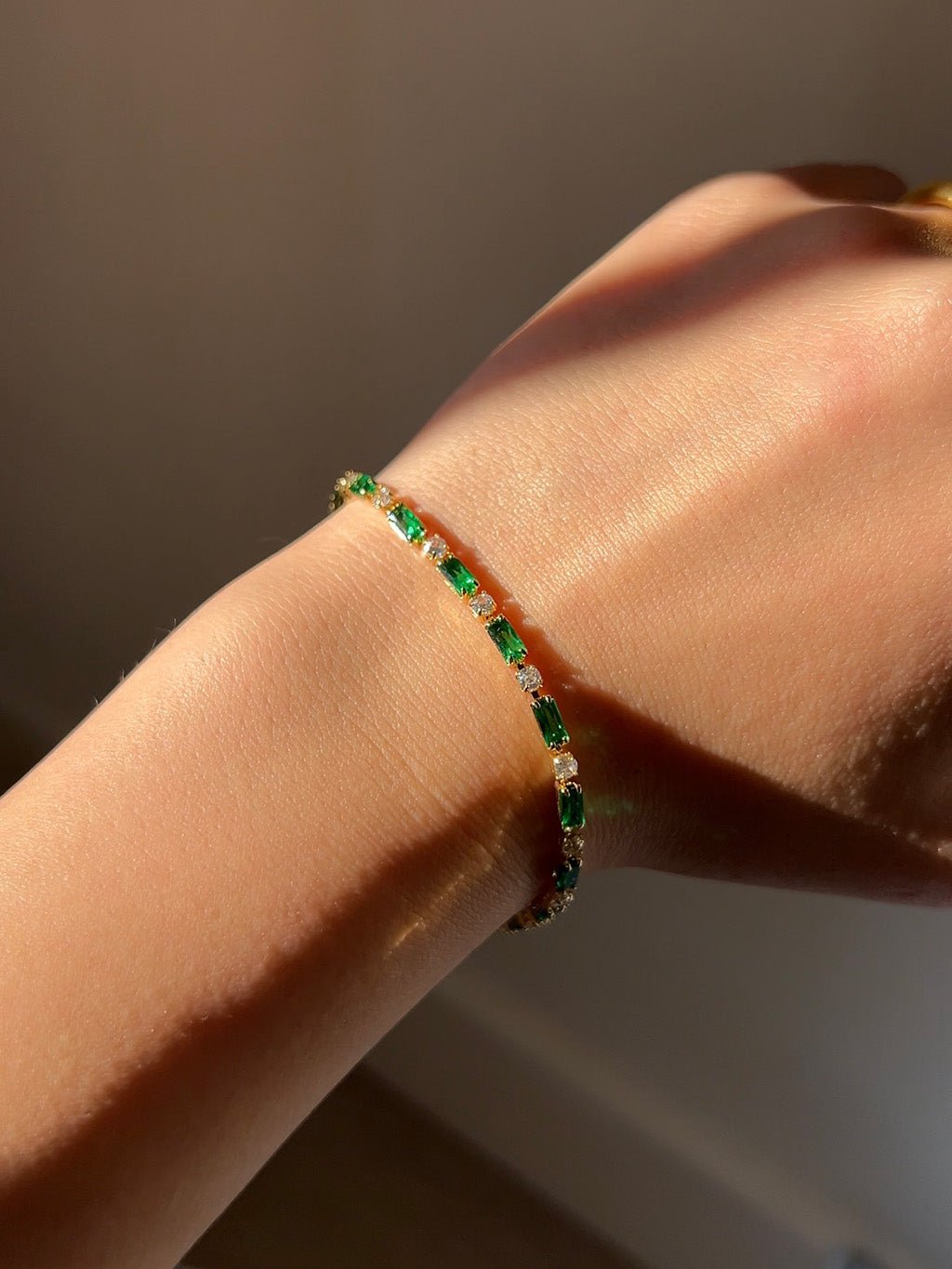 Green Tennis Armband Gold