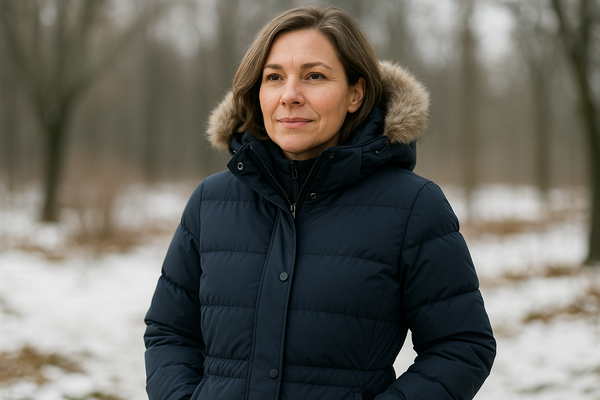 i woman about 40-50 to wear a winter jacket realistic