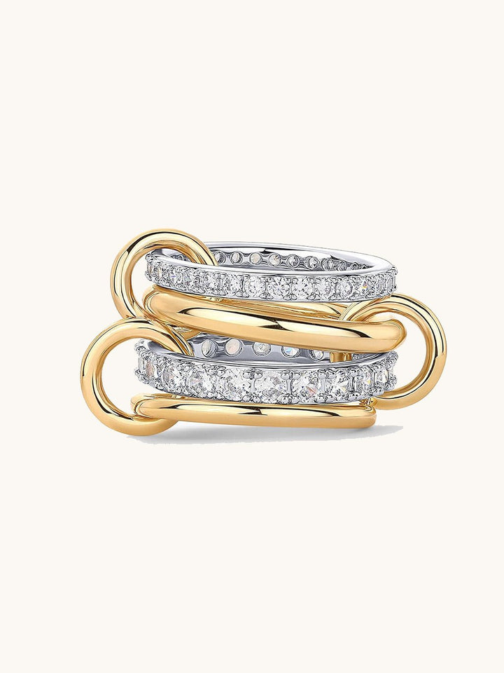 Interlocked Mixed-Metal Shine Ring Gold