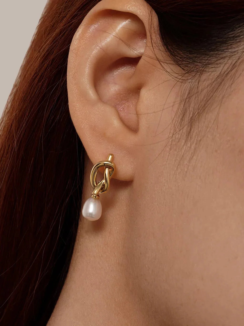 Knot Pearl Ohrringe Gold