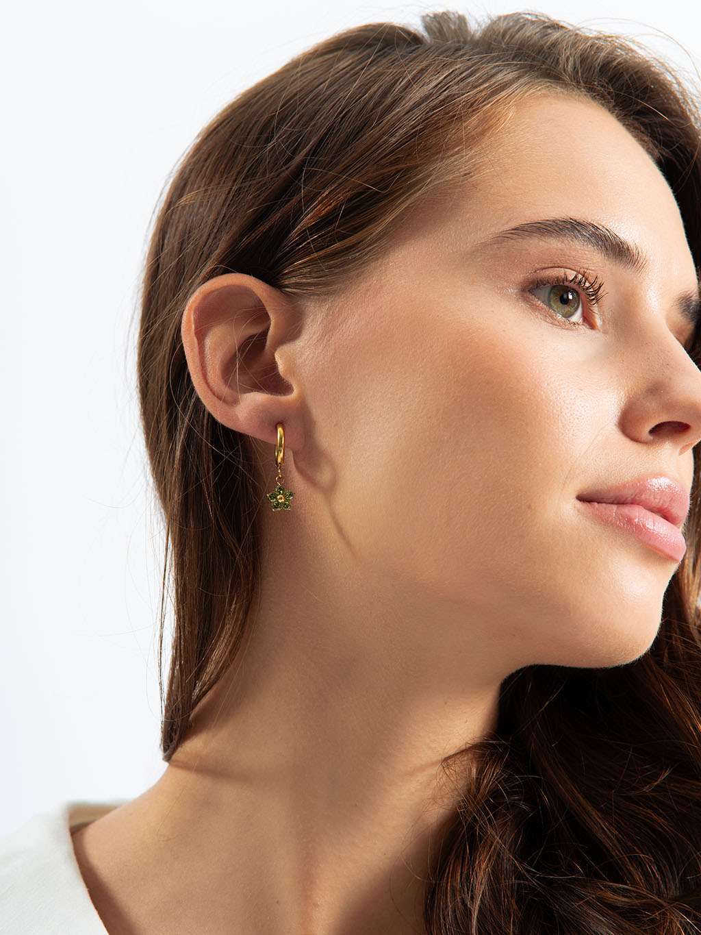 Little Flower Hoop Ohrringe Gold 10mm