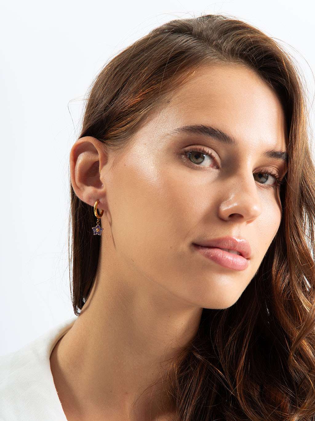 Little Flower Hoop Ohrringe Gold 10mm