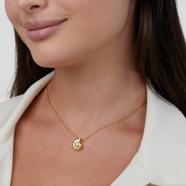 Lucy Crystal Shell Pendant Necklace