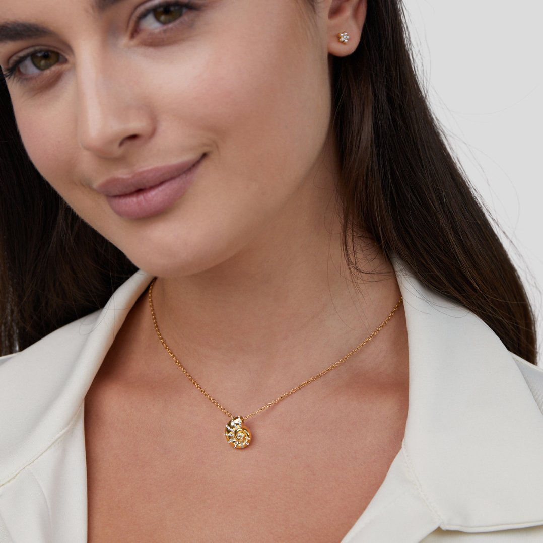 Lucy Crystal Shell Pendant Necklace